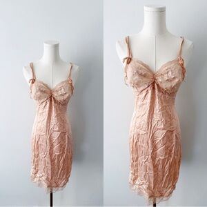 Pink 95% silk lace Italian slip dress
